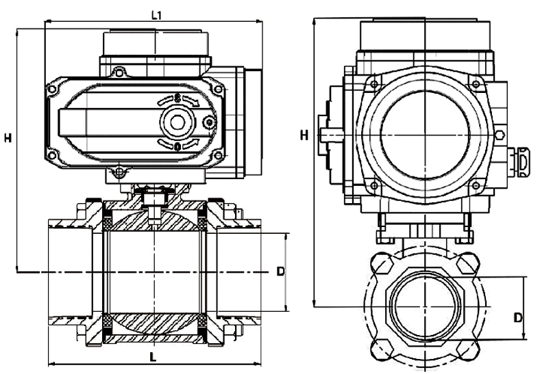 Q911F-16P電動三片式球閥結(jié)構(gòu)圖.jpg Q911F-16P電動三片式球閥結(jié)構(gòu)圖.jpg