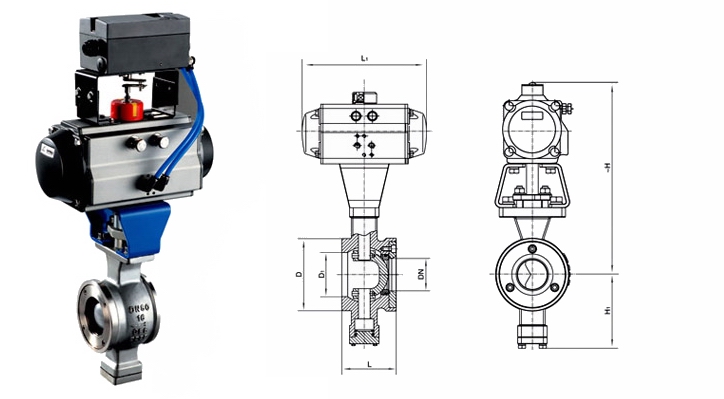 VQ670(F/H/Y)對夾式氣動V型球閥結構圖 V型球閥(圖4)