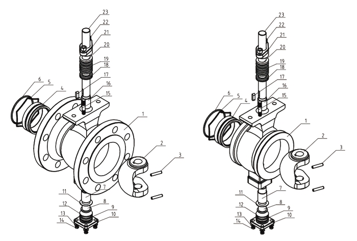 氣動V型球閥內部結構圖 V型球閥(圖2)