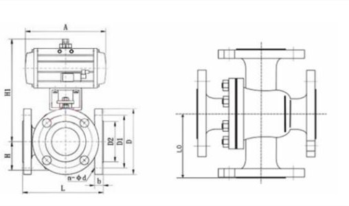 Q646F氣動(dòng)四通球閥(圖1) Q646F氣動(dòng)四通球閥(圖1)