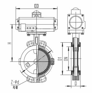 氣動襯氟對夾蝶閥(圖1) 氣動襯氟對夾蝶閥(圖1)