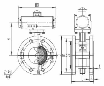 氣動法蘭襯氟蝶閥(圖1) 氣動法蘭襯氟蝶閥(圖1)