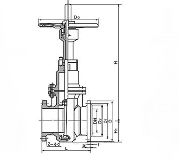 Z40H不銹鋼美標(biāo)閘閥外形結(jié)構(gòu)圖 美標(biāo)閘閥Z20SA1F2(圖1)