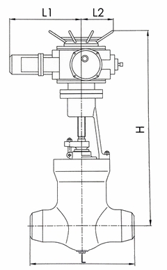 Z960Y電動(dòng)高壓閘閥外形結(jié)構(gòu)圖 Z960Y電動(dòng)高壓閘閥(圖1)